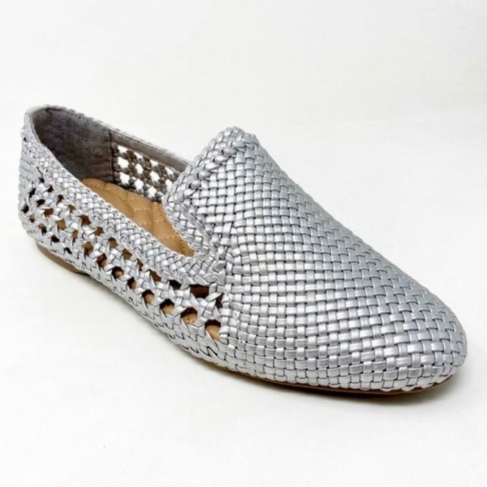 Birdies The Starling Silver Woven Slip On Vegan Leather Loafers S-002 Sz 12
